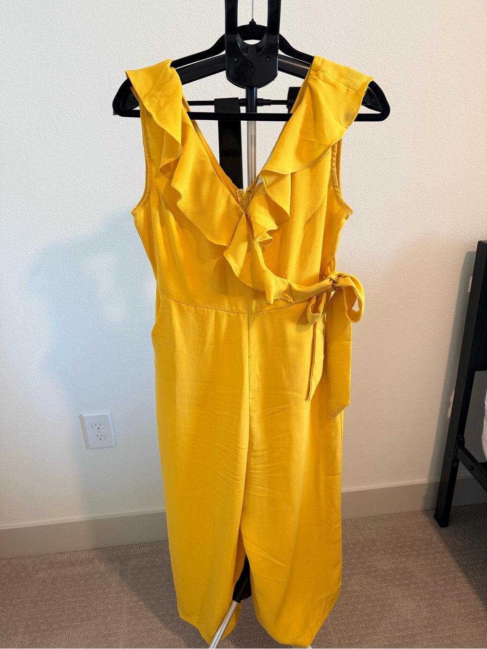 Davi & Dani Vibrant Yellow Ruffle Jumpsuit